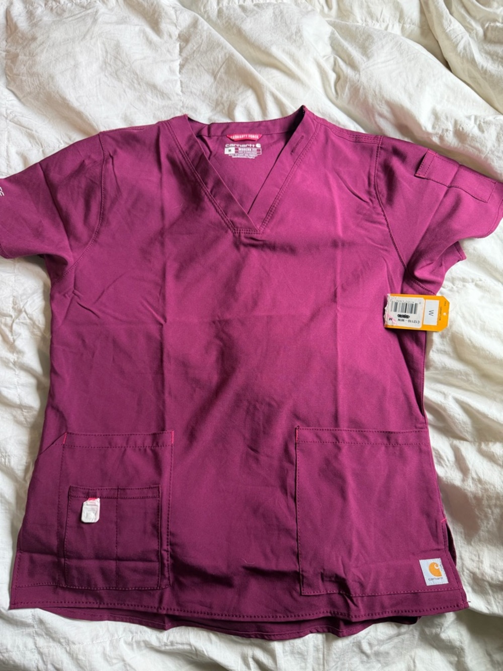 Carhartt Women's V-Neck Scrub Top in Magenta